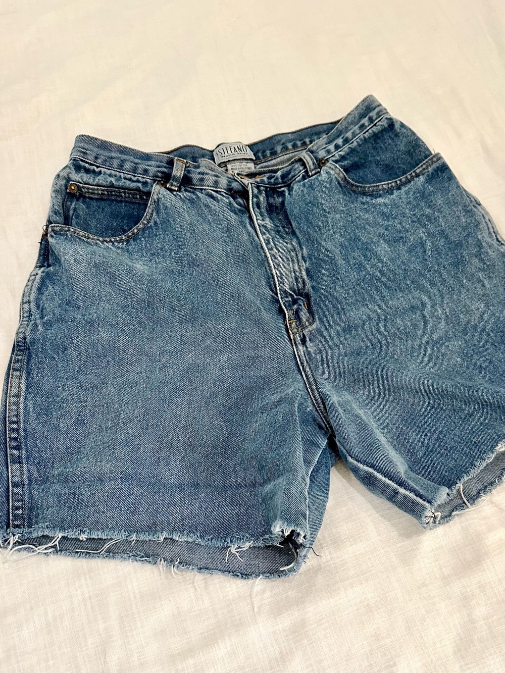 Vintage 90s Steffano Worldwide High Rise Denim Shorts 100% Cotton Size 16 Relaxe